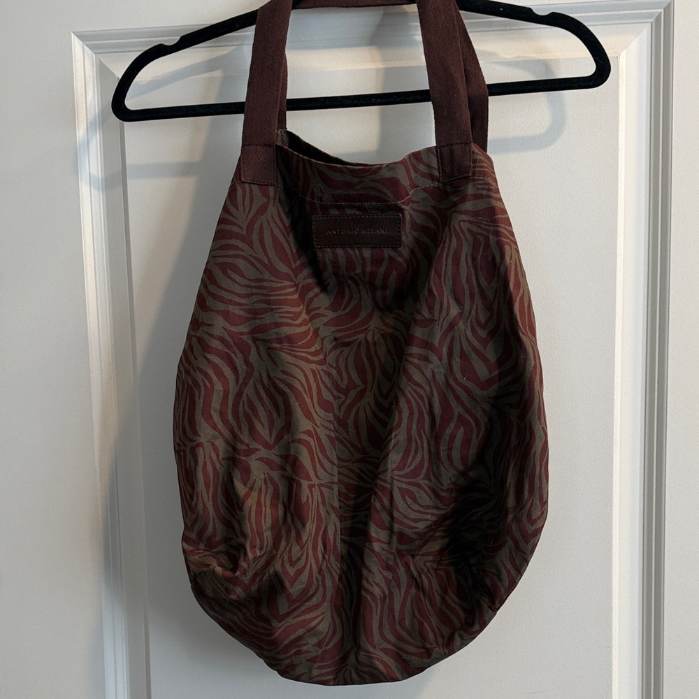 ANTONIO MELANI Brown and Red Zebra Print Tote